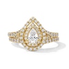 Thumbnail Image 1 of 1 CT. T.W. Pear-Shaped Diamond Double Frame Split Shank Bridal Set in 14K Gold