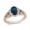 Thumbnail Image 1 of Enchanted Disney Cinderella Oval London Blue Topaz and 1/3 CT. T.W. Diamond Frame Engagement Ring in 14K Rose Gold