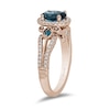 Thumbnail Image 2 of Enchanted Disney Cinderella Oval London Blue Topaz and 1/3 CT. T.W. Diamond Frame Engagement Ring in 14K Rose Gold