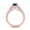 Thumbnail Image 3 of Enchanted Disney Cinderella Oval London Blue Topaz and 1/3 CT. T.W. Diamond Frame Engagement Ring in 14K Rose Gold