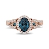 Thumbnail Image 4 of Enchanted Disney Cinderella Oval London Blue Topaz and 1/3 CT. T.W. Diamond Frame Engagement Ring in 14K Rose Gold