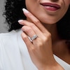 Thumbnail Image 2 of 1 CT. T.W. Certified Lab-Grown Diamond Cushion Frame Wedding Ensemble in 10K White Gold (F/SI2)
