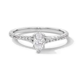 5/8 CT. T.W. Marquise-Cut Diamond Bypass Split Shank Engagement Ring in 14K White Gold