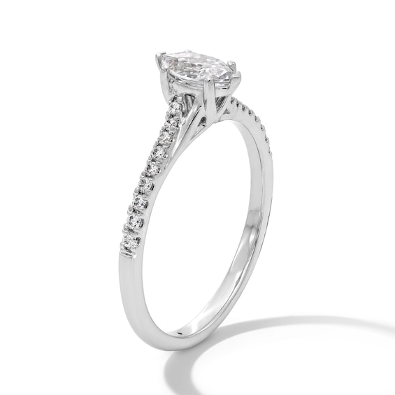 5/8 CT. T.w. Marquise-Cut Diamond Bypass Split Shank Engagement Ring in 14K White Gold