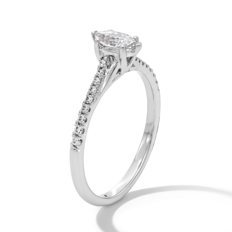 Main Image 3 of 5/8 CT. T.W. Marquise-Cut Diamond Bypass Split Shank Engagement Ring in 14K White Gold