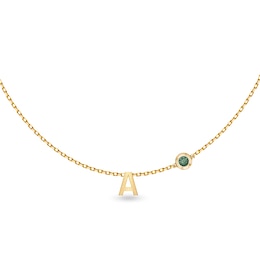 Initial Necklace with Birthstone (1 Initial and Stone)