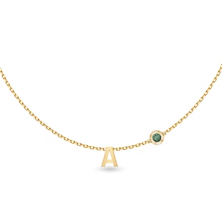 Initial Necklace with Birthstone (1 Initial and Stone)