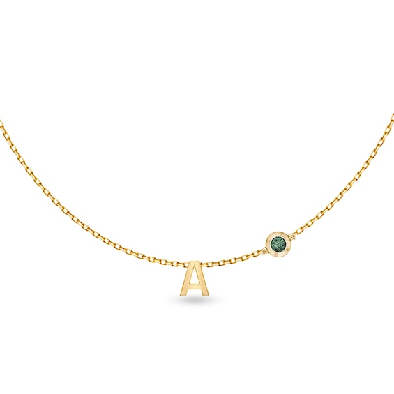 Initial Necklace with Birthstone (1 Initial and Stone)