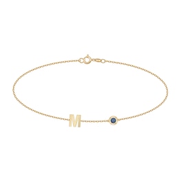 Initial Bracelet with Birthstone (1 Initial and Stone)