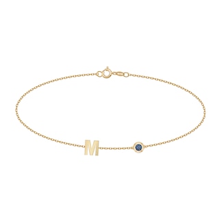 Initial Bracelet with Birthstone (1 Initial and Stone)