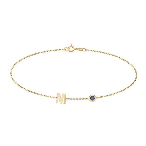 Initial Bracelet with Birthstone (1 Initial and Stone)