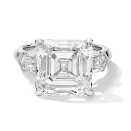 11.29 CT. T.W. Asscher-Cut Certified Lab-Grown Diamond Hidden Frame Engagement Ring in 14K White Gold (F/VS2)