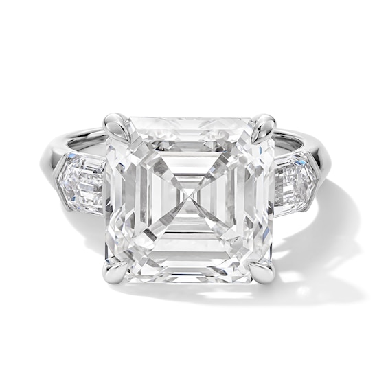 11.29 CT. T.w. Asscher-Cut Certified Lab-Grown Diamond Hidden Frame Engagement Ring in 14K White Gold (F/Vs2)
