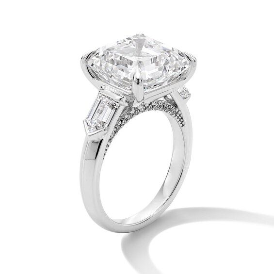 11.29 CT. T.w. Asscher-Cut Certified Lab-Grown Diamond Hidden Frame Engagement Ring in 14K White Gold (F/Vs2)
