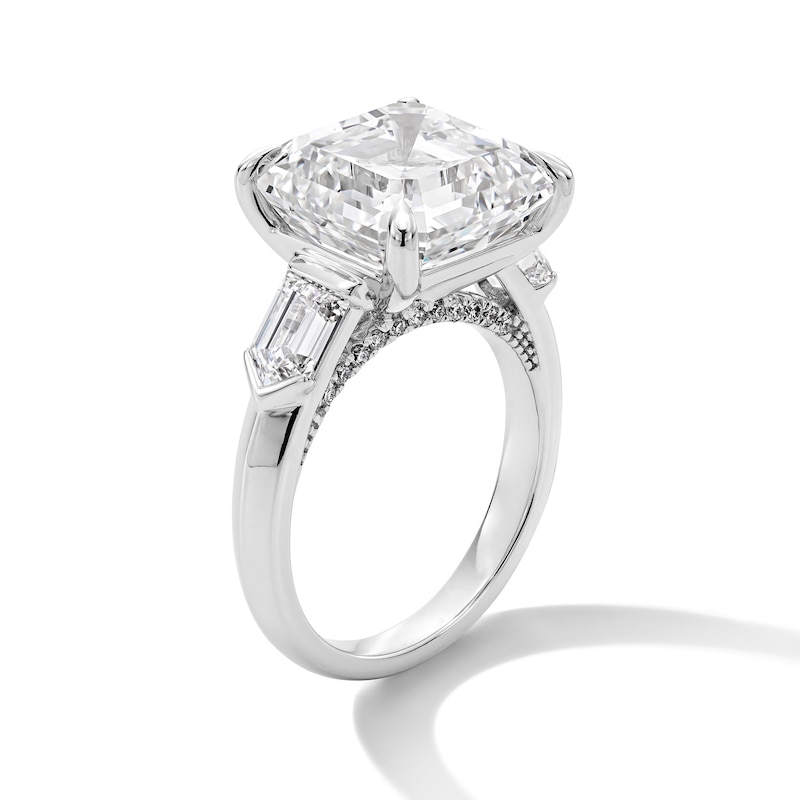 Main Image 3 of 11.29 CT. T.W. Asscher-Cut Certified Lab-Grown Diamond Hidden Frame Engagement Ring in 14K White Gold (F/VS2)
