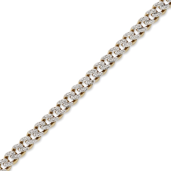 3/8 CT. T.w. Diamond Curb Chain Bracelet in Hollow 10K Gold - 7.25â