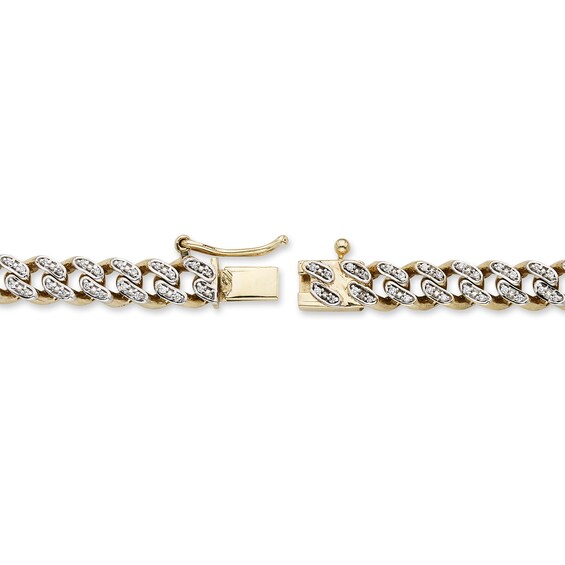 3/8 CT. T.w. Diamond Curb Chain Bracelet in Hollow 10K Gold - 7.25â