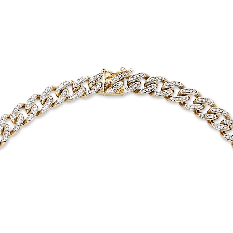 Main Image 3 of 1-3/4 CT. T.W. Diamond Curb Chain Necklace in Hollow 10K Gold - 20”