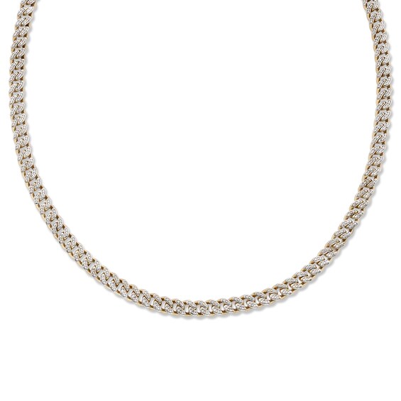 1-1/3 CT. T.w. Diamond Curb Chain Necklace in Hollow 10K Gold - 22â