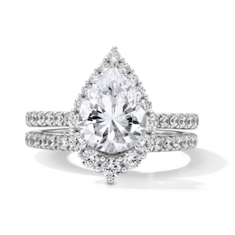 2-1/2 CT. T.W. Pear-Shaped Certified Lab-Grown Diamond Frame Bridal Set in 14K White Gold (F/VS2)