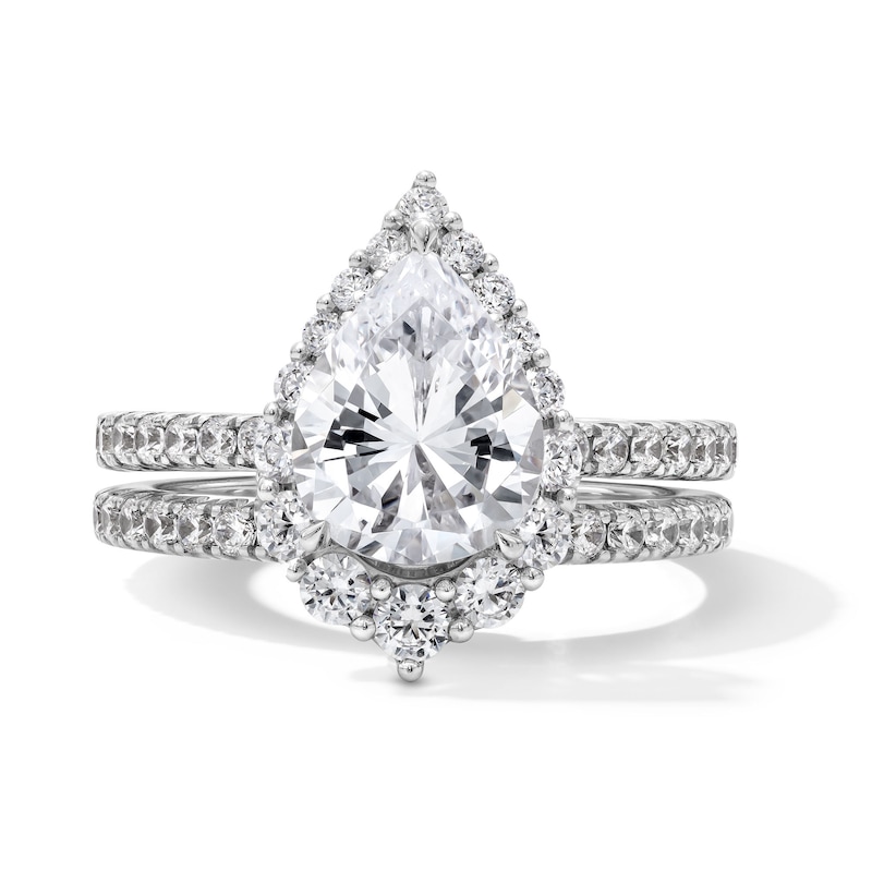 Main Image 1 of 2-1/2 CT. T.W. Pear-Shaped Certified Lab-Grown Diamond Frame Bridal Set in 14K White Gold (F/VS2)