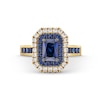 Thumbnail Image 3 of Vera Wang Love Collection Emerald-Cut Blue Sapphire and 1/2 CT. T.W. Diamond Double Frame Engagement Ring in 14K Gold
