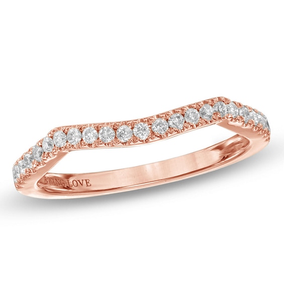 Vera Wang Love Collection 1/5 CT. T.w. Diamond Contour Band in 14K Rose Gold
