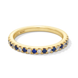 Vera Wang Love Collection Blue Sapphire and 1/8 CT. T.W. Diamond Band in 14K Gold