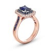 Thumbnail Image 2 of Vera Wang Love Collection Emerald-Cut Blue Sapphire and 1/2 CT. T.W. Diamond Frame Engagement Ring in 14K Rose Gold