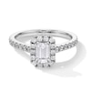 Thumbnail Image 1 of 1 CT. T.W. Emerald-Cut Certified Lab-Grown Diamond Frame Engagement Ring in Platinum (F/SI2)