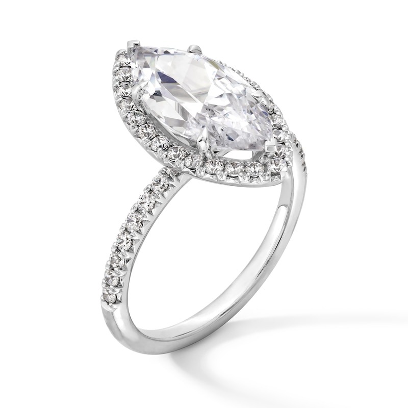 Main Image 3 of 3-1/2 CT. T.W. Marquise-Cut Certified Lab-Grown Diamond Frame Engagement Ring in Platinum (F/VS2)