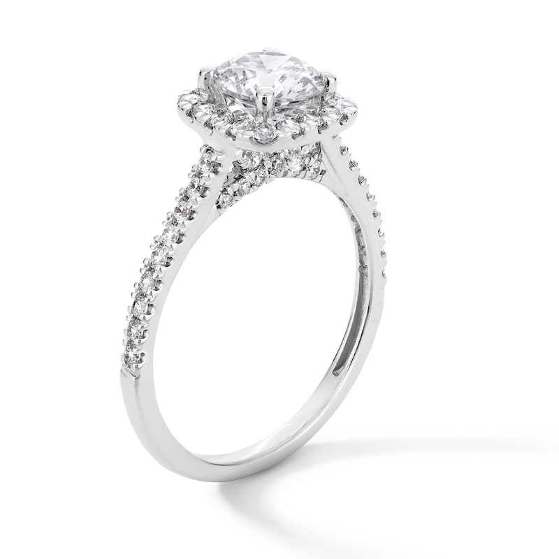 Main Image 3 of 1-1/2 CT. T.W. Certified Lab-Grown Diamond Cushion Frame Engagement Ring in Platinum (F/SI2)