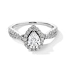 Thumbnail Image 1 of 1 CT. T.W. Pear-Shaped Certified Lab-Grown Diamond Frame Crossover Shank Engagement Ring in Platinum (F/SI2)