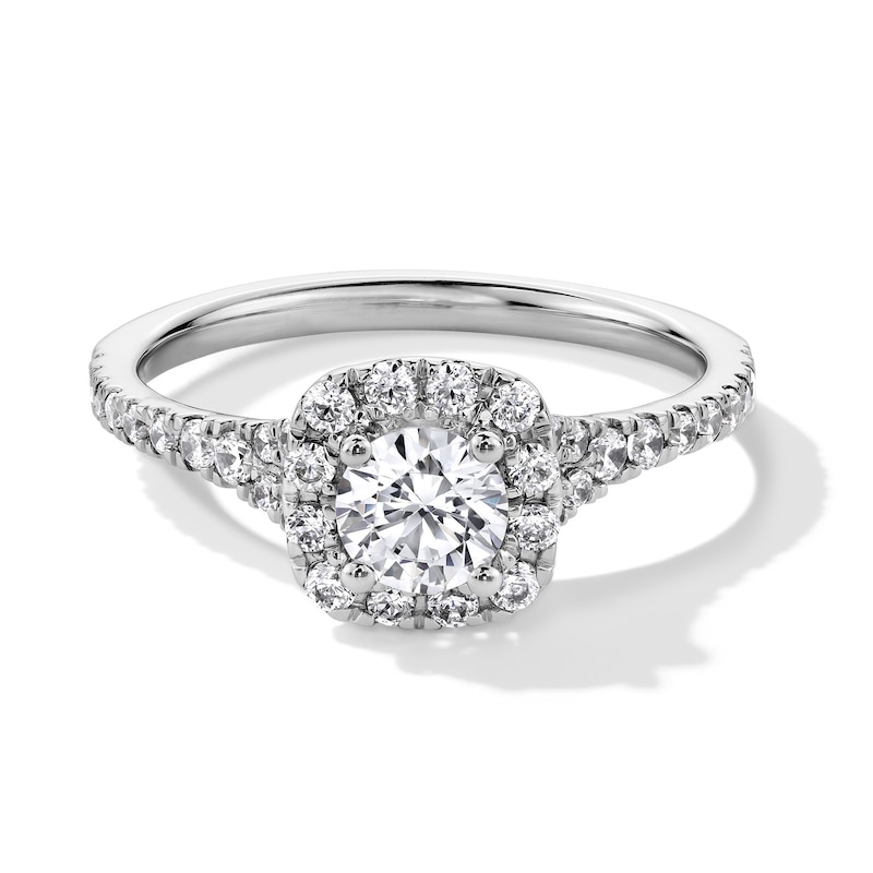 Main Image 1 of 1 CT. T.W. Certified Lab-Grown Diamond Cushion Frame Split Shank Engagement Ring in Platinum (F/SI2)