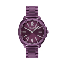 Ladies’ Coach Kitt Purple IP Stainless Steel Analog Watch with Purple Dial and Bracelet (Model: 14504466)