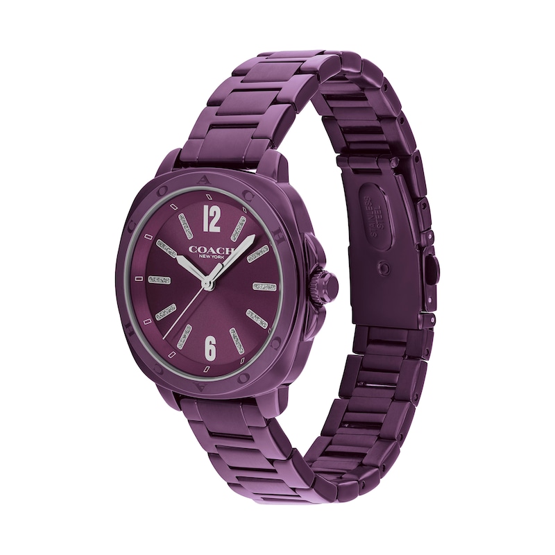 Main Image 2 of Ladies’ Coach Kitt Purple IP Stainless Steel Analog Watch with Purple Dial and Bracelet (Model: 14504466)