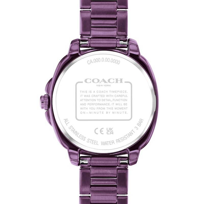Main Image 3 of Ladies’ Coach Kitt Purple IP Stainless Steel Analog Watch with Purple Dial and Bracelet (Model: 14504466)