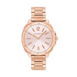 Ladies’ Coach Kitt Rose-Tone IP Stainless Steel Analog Watch with Pink Dial (Model: 14504467)