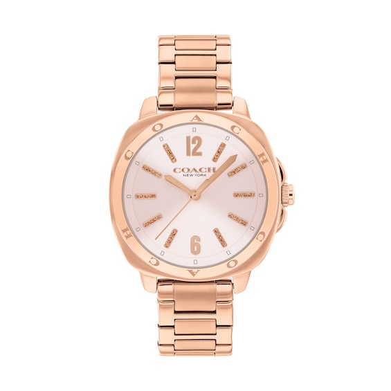 Ladiesâ Coach Kitt Rose-Tone IP Stainless Steel Analog Watch with Pink Dial (Model: 14504467)