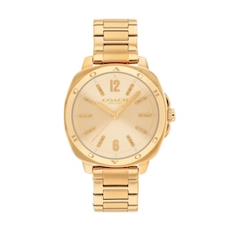 Ladies’ Coach Kitt Gold-Tone IP Stainless Steel Analog Watch with Champagne Dial (Model: 14504468)