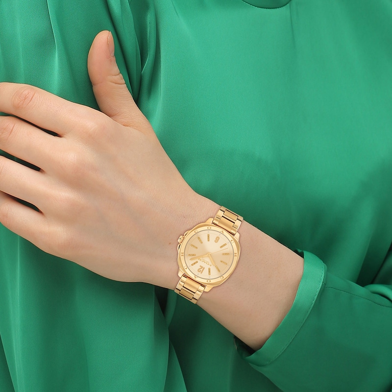 Main Image 4 of Ladies’ Coach Kitt Gold-Tone IP Stainless Steel Analog Watch with Champagne Dial (Model: 14504468)