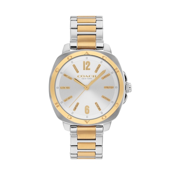 Ladiesâ Coach Kitt Two-Tone Stainless Steel Analog Watch with Silver-Tone Dial (Model: 14504544)