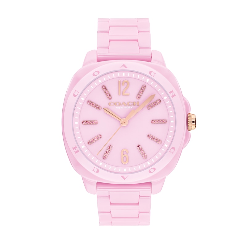 Main Image 1 of Ladies' Coach Kitt Pink Ceramic Analog Watch with Pink Dial (Model: 14504482)