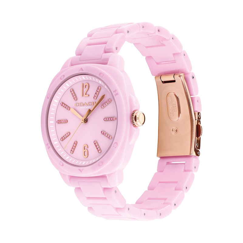 Main Image 2 of Ladies' Coach Kitt Pink Ceramic Analog Watch with Pink Dial (Model: 14504482)