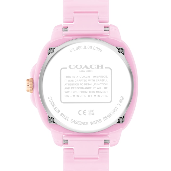 Ladies' Coach Kitt Pink Ceramic Analog Watch with Pink Dial (Model: 14504482)