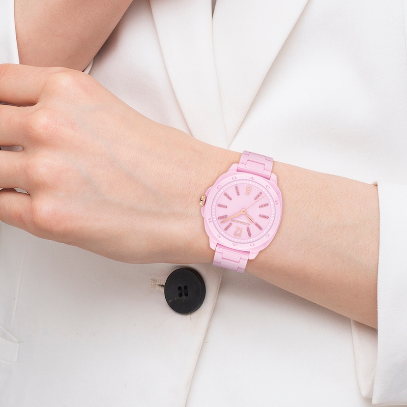 Main Image 4 of Ladies' Coach Kitt Pink Ceramic Analog Watch with Pink Dial (Model: 14504482)