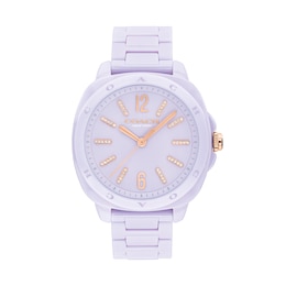 Ladies' Coach Kitt Lavender Ceramic Analog Watch with Lavender Dial (Model: 14504481)