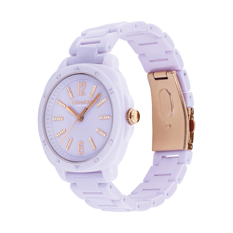Main Image 2 of Ladies' Coach Kitt Lavender Ceramic Analog Watch with Lavender Dial (Model: 14504481)