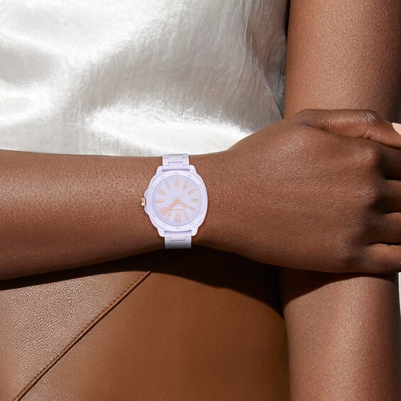 Ladies' Coach Kitt Lavender Ceramic Analog Watch with Lavender Dial (Model: 14504481)