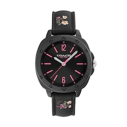 Ladies’ Coach Kitt Black Resin Analog Watch with Black Dial (Model: 14504472)